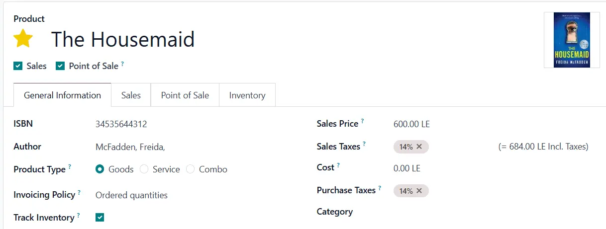 odoo product ISBN