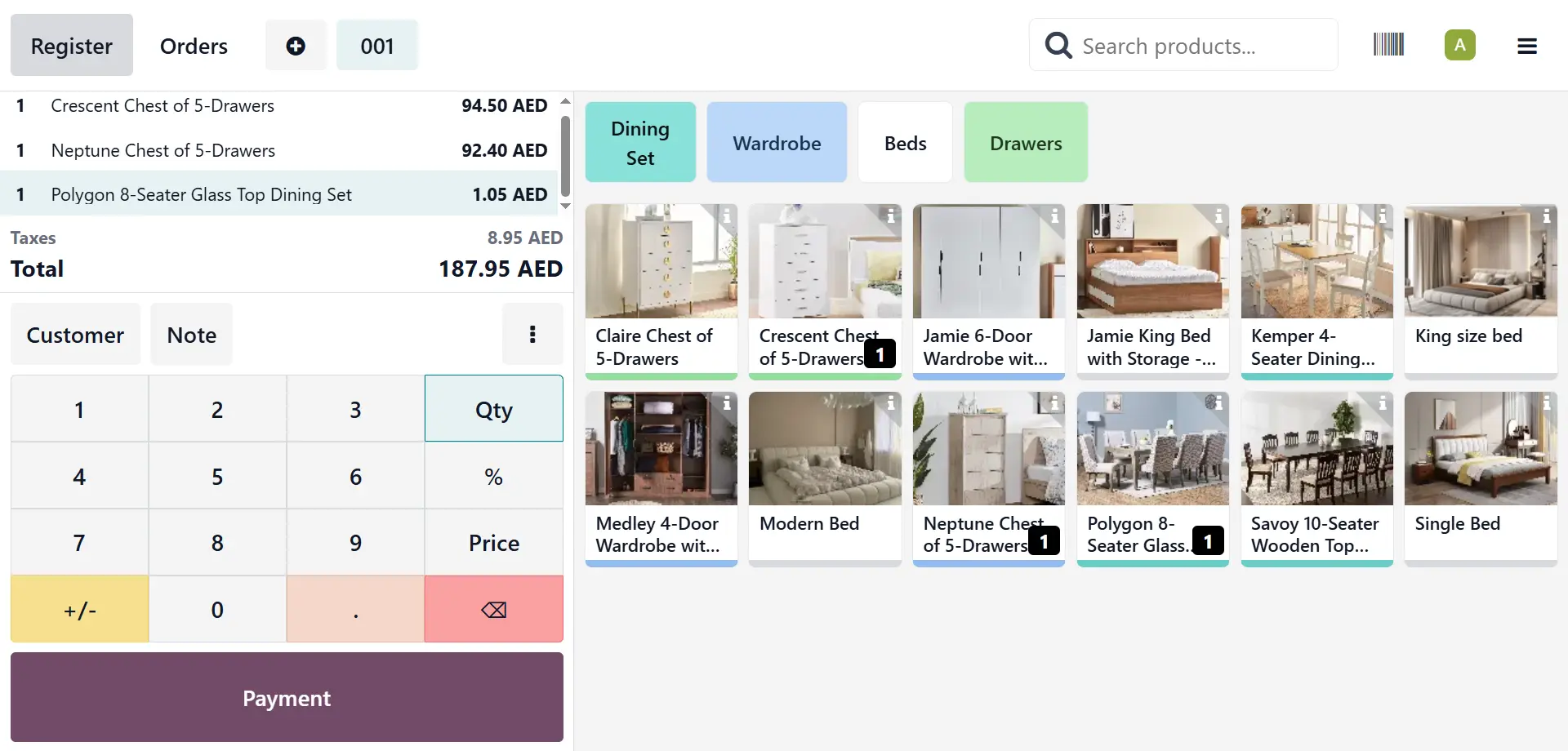 In-store check out pos odoo crm