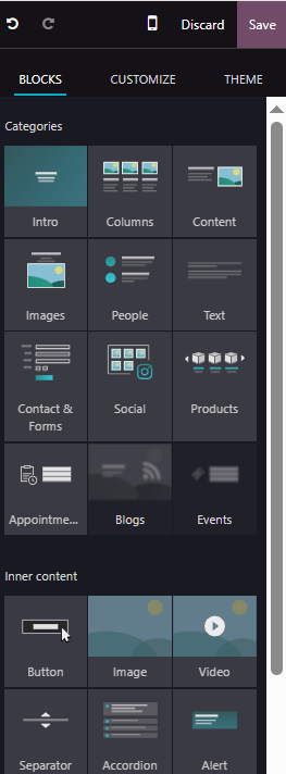 website edit odoo