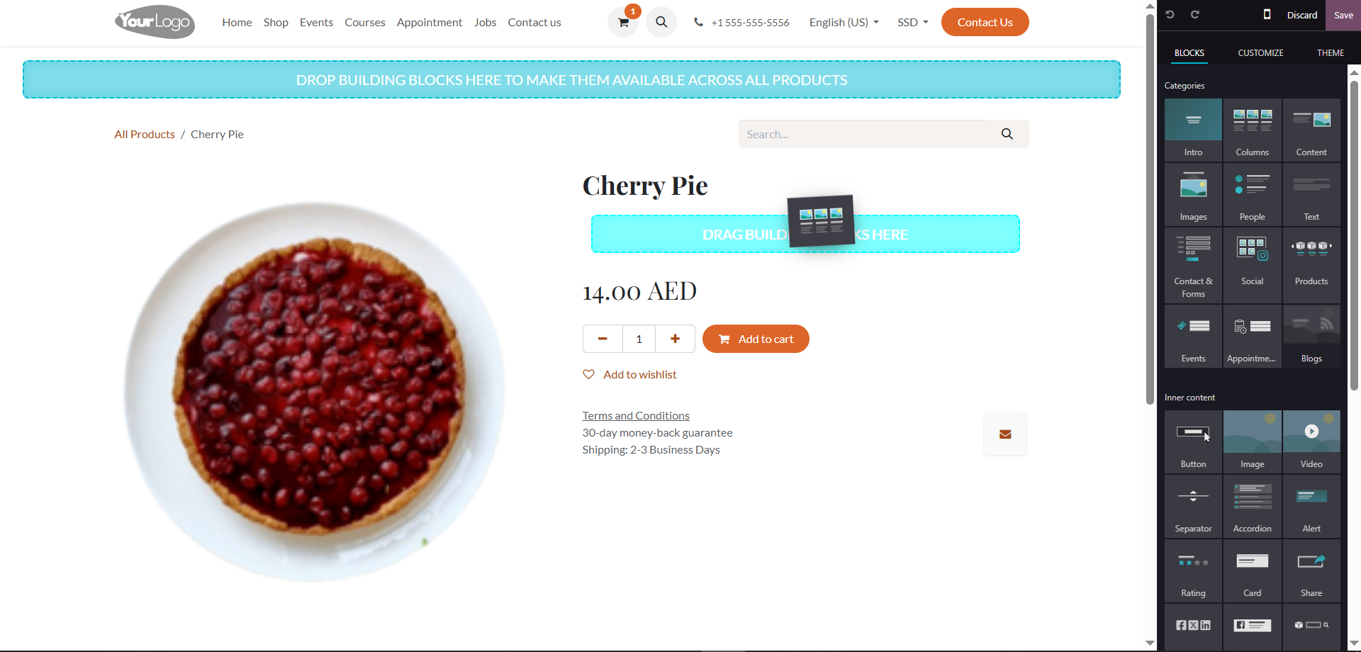 website odoo erp ecommerce editing customization