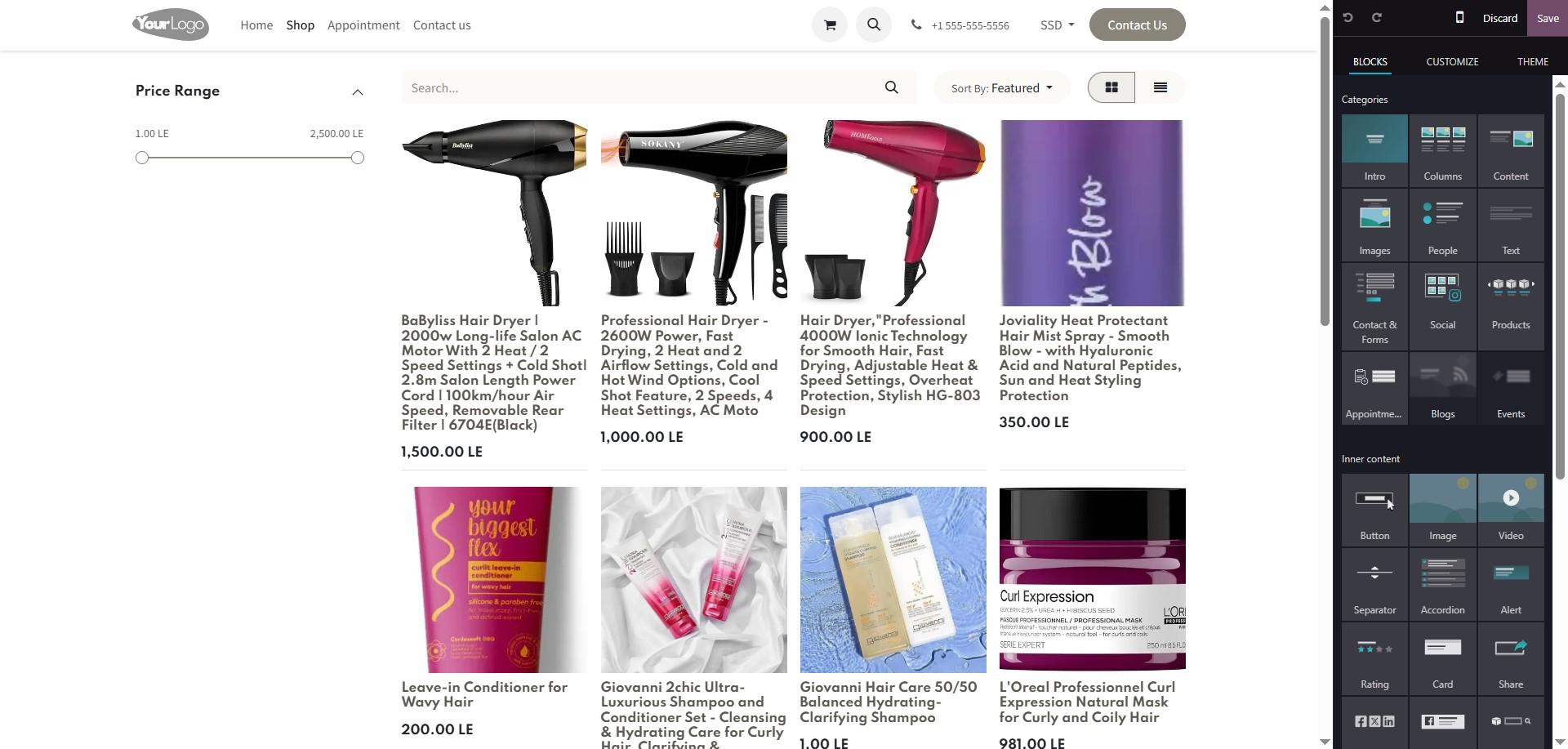 Hair salonodooerpwebsite solution