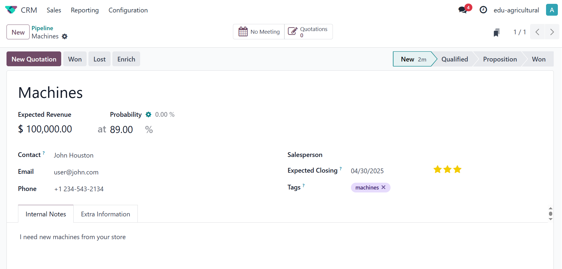 opportunities into deals odoocrm erp