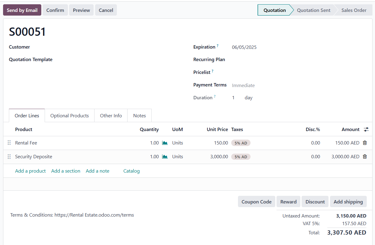 odoo rental